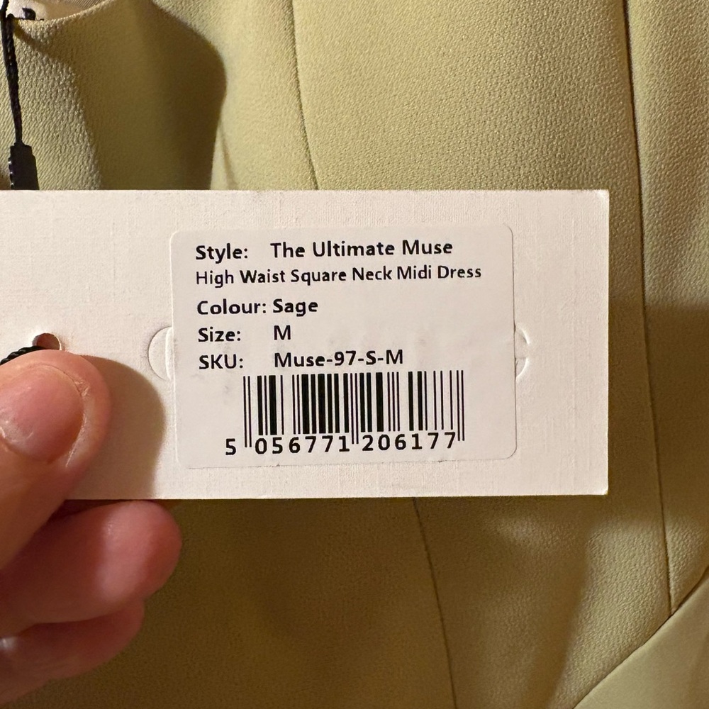 Sleeveless Square-Neck Midi Dress in Sage - Picture 5 of 9